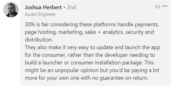 Herbert think charging game developers 30% commission on sales is fair