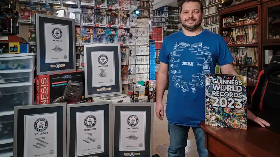 Antonio Monteiro with his world record plagues (Photo credit Guinness World Records)