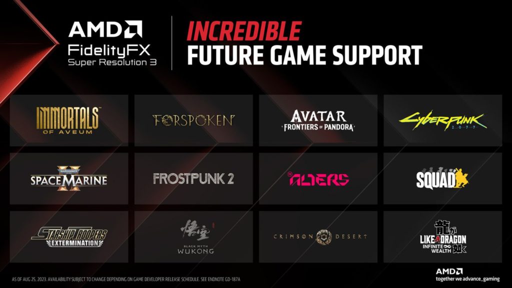 List of games that will make use of AMD's FSR 3 technology