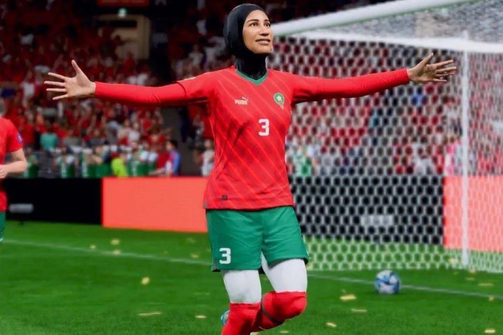 Nouhaila Benzina in FIFA 23 wearing a hijab