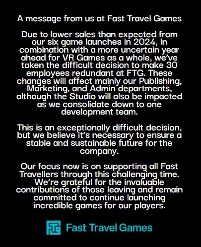 Message from Fast Travel Games