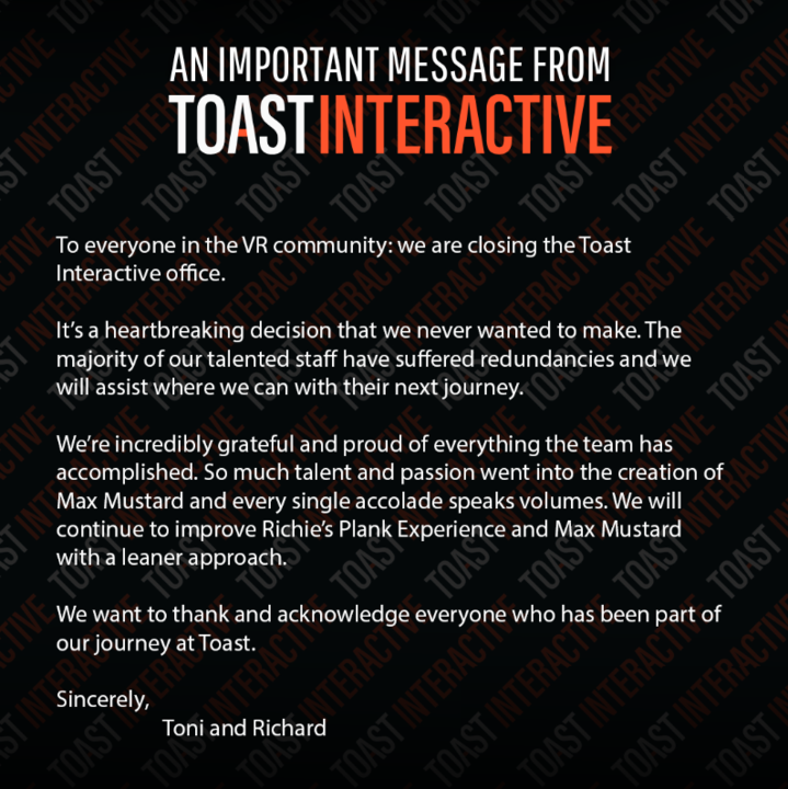 Toast Interactive official statement