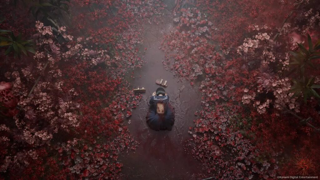 Hinako in a flower covered environment