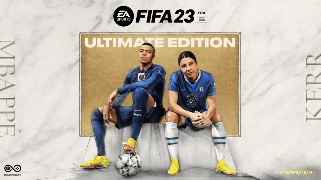EA Sports Fifa23 poster featuring Mbappe and Kerr (Photo credit: EA Games)