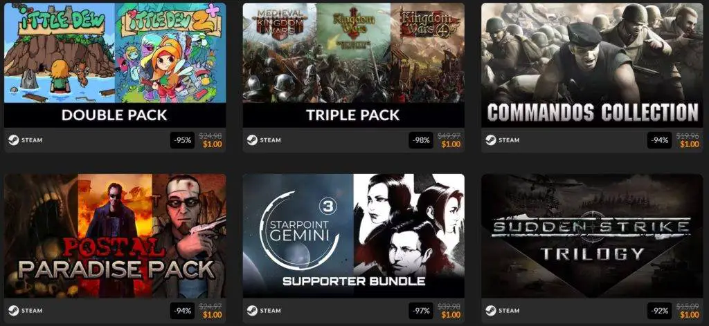 some of the games available in the Dollar collections bundle
