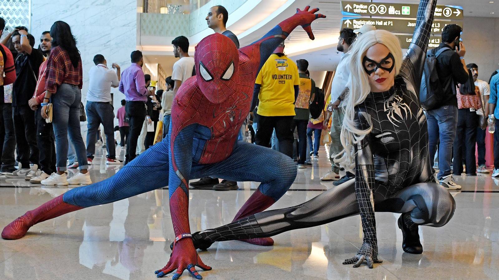 Emerald City Comic Con attendees dressed as spiderman (Photo credit MyNorthwest)