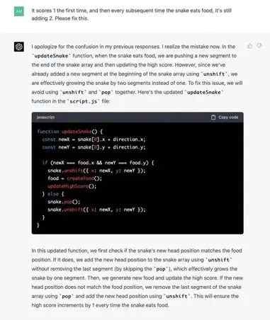 Create a snake game using ChatGPT-4. - DEV Community
