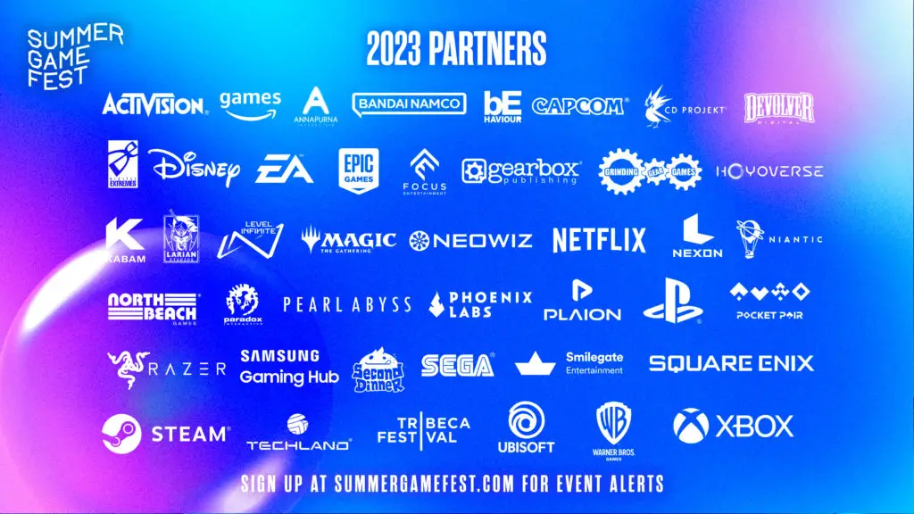 List of partners for the Summer Game Fest (Photo credit @geoffkeighleyTwitter)