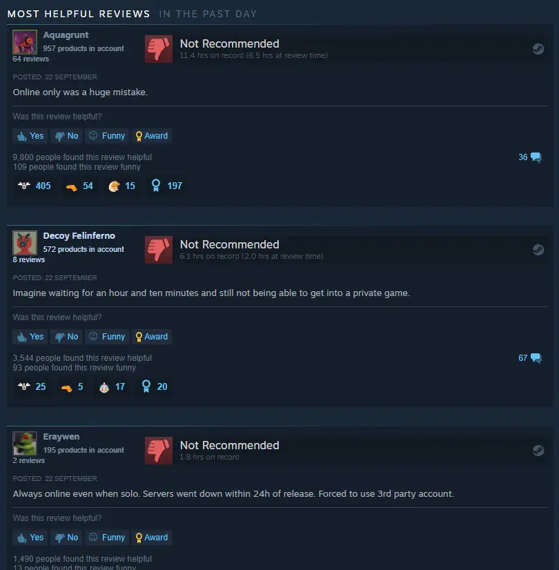 Payday 3 negative reviews