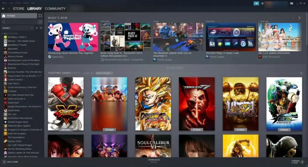 A snapshot of the Steam library