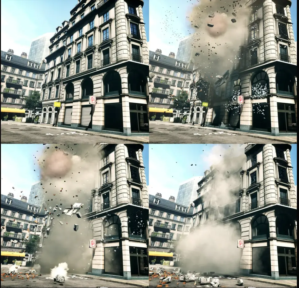 Destruction of urban game elements example